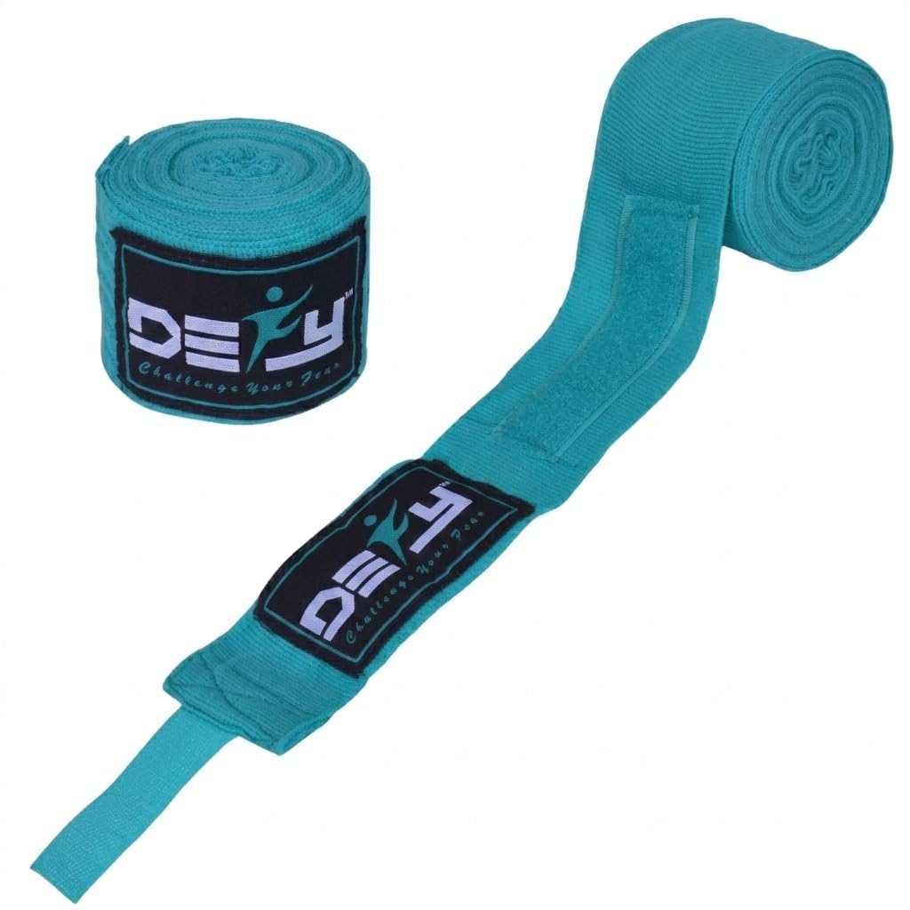 DEFY Professional 180 Inch Hand Wraps for Boxing Muay Thai MMA Elastic Bandages for Men & Women -Pair