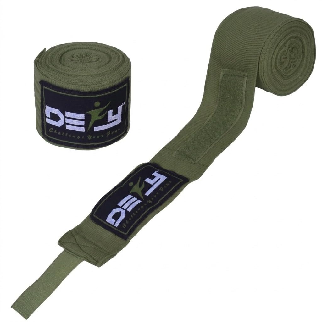 DEFY Professional 180 Inch Hand Wraps for Boxing Muay Thai MMA Elastic Bandages for Men & Women -Pair