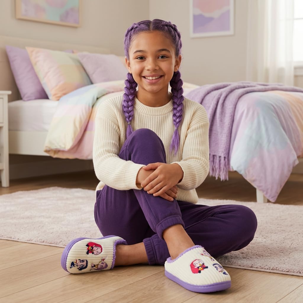 KPop Demon Hunters Girls Slippers - Kids House Slippers, Soft Cute Shoes for Girls & Teens with Huntrix - Official License
