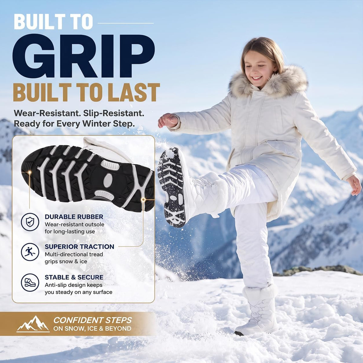 Kids Winter Snow Boots Waterproof Cold Weather Shoes For Girls Boys