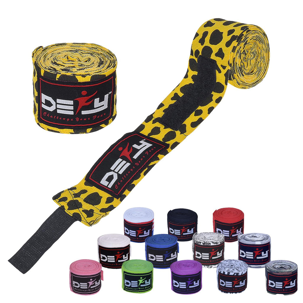 DEFY Professional 180 Inch Hand Wraps for Boxing Muay Thai MMA Elastic Bandages for Men & Women -Pair