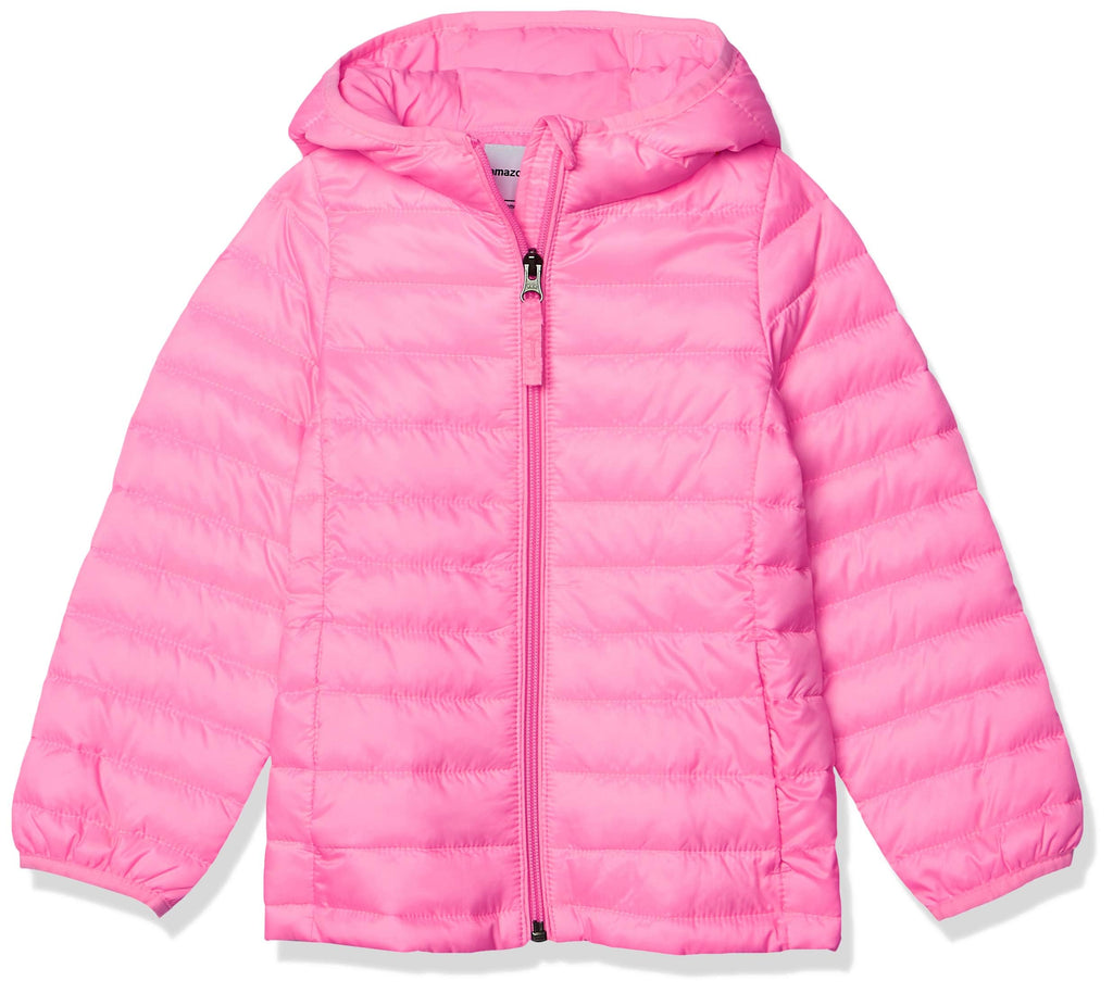 Amazon Essentials Girls and Toddlers' Lightweight Water-Resistant Packable Hooded Puffer Jacket