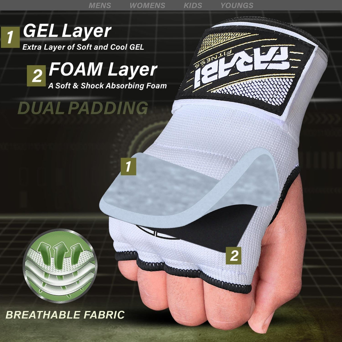 Boxing Hand Wraps Gel Padded Inner Gloves Elastic for Men & Women Boxing Wraps with Quick 32 Inches Long Wrist Straps, for MMA, Muay Thai, Kickboxing, Punching and Martial Arts