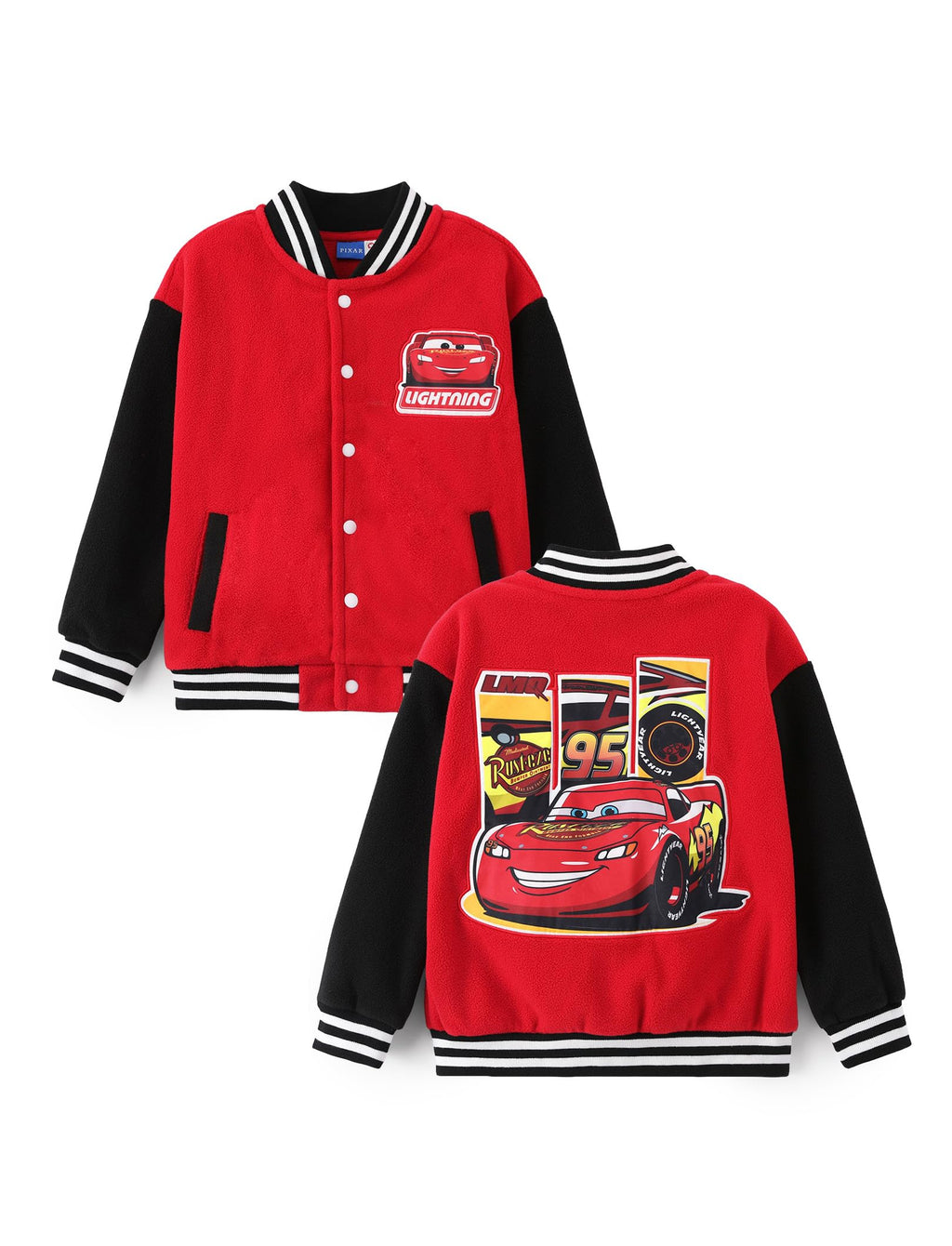 Disney Kids Fleece Bomber Jacket, Varsity Outerwear with Pockets, 2-10Y