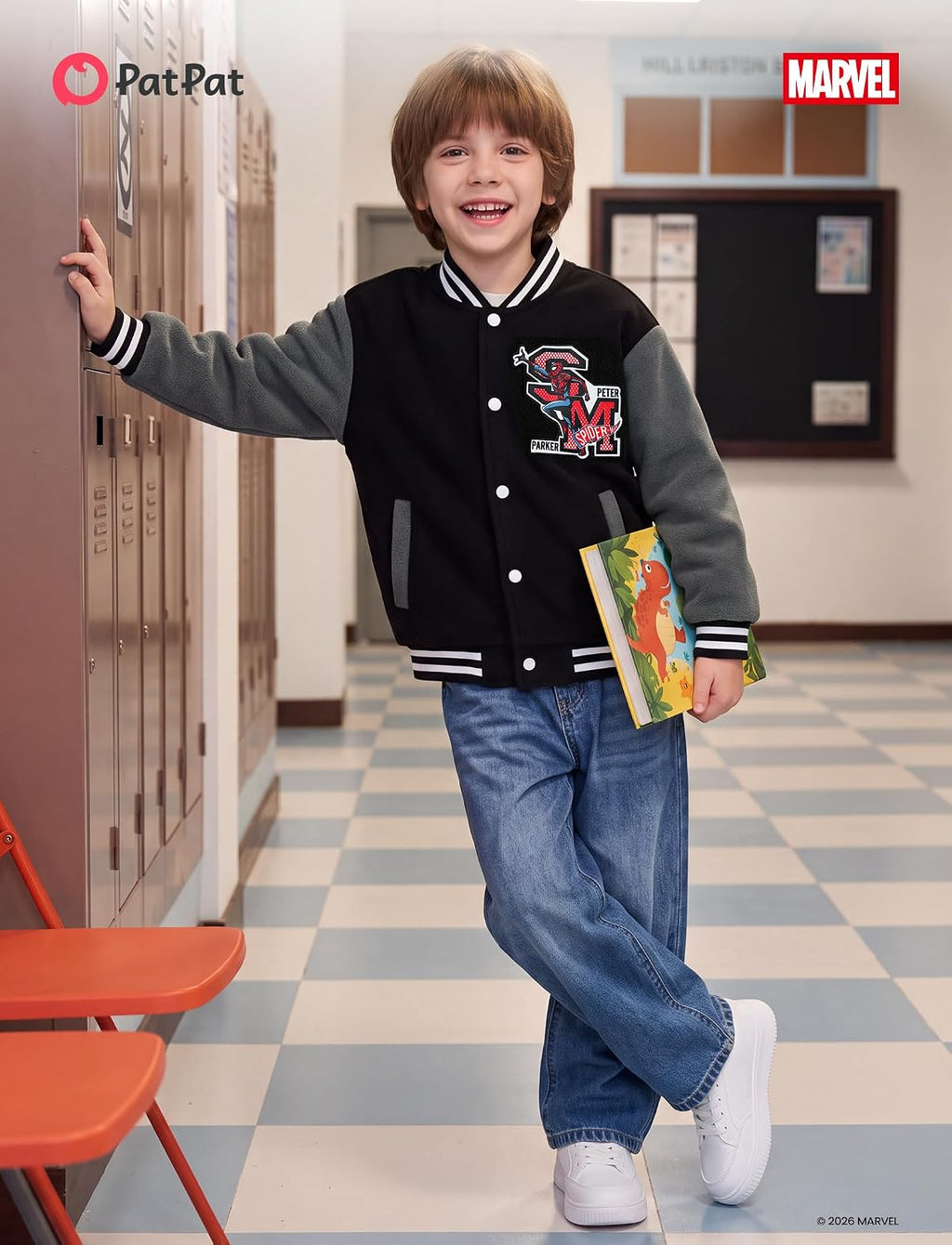 Disney Kids Fleece Bomber Jacket, Varsity Outerwear with Pockets, 2-10Y