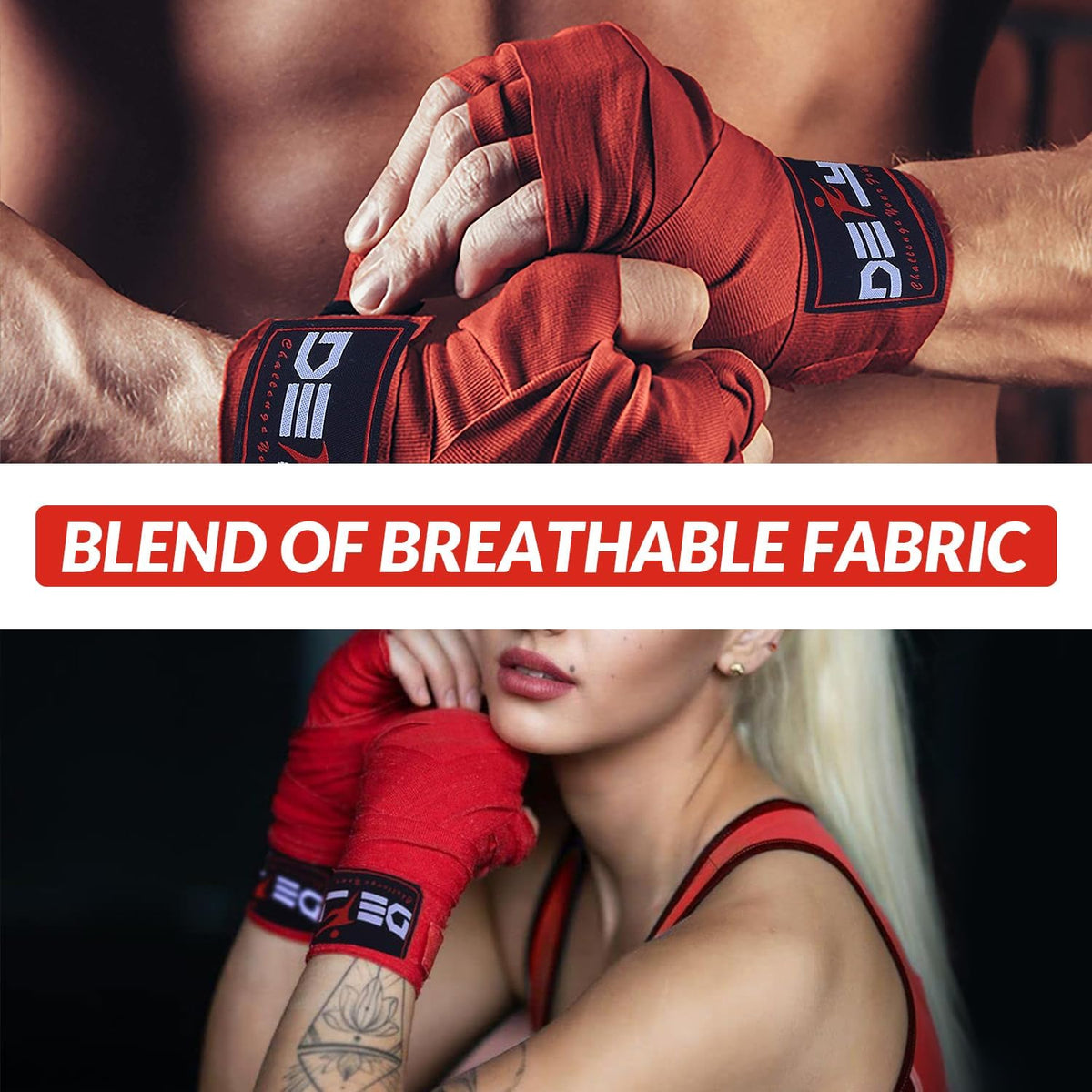 DEFY Professional 180 Inch Hand Wraps for Boxing Muay Thai MMA Elastic Bandages for Men & Women -Pair