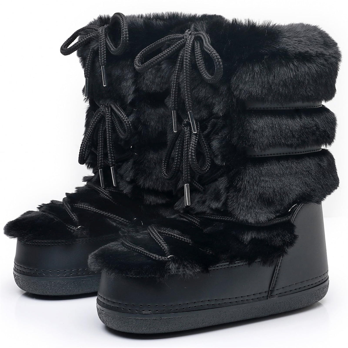 Furry Faux Fur Boots for Women Fuzzy Fluffy Winter Snow Boots Mid Claf