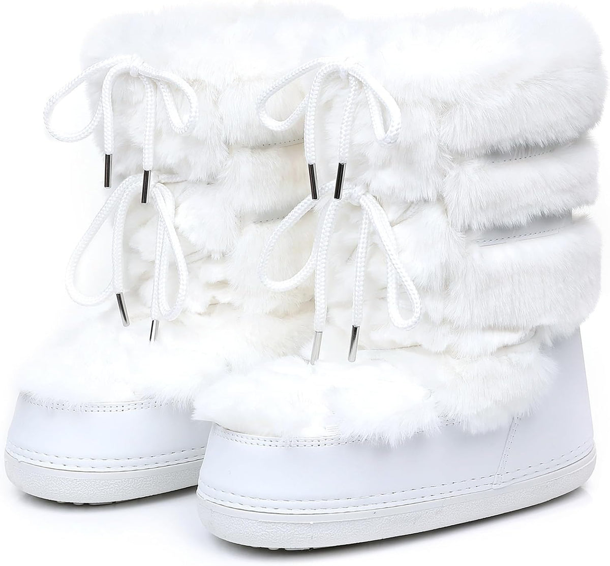 Furry Faux Fur Boots for Women Fuzzy Fluffy Winter Snow Boots Mid Claf