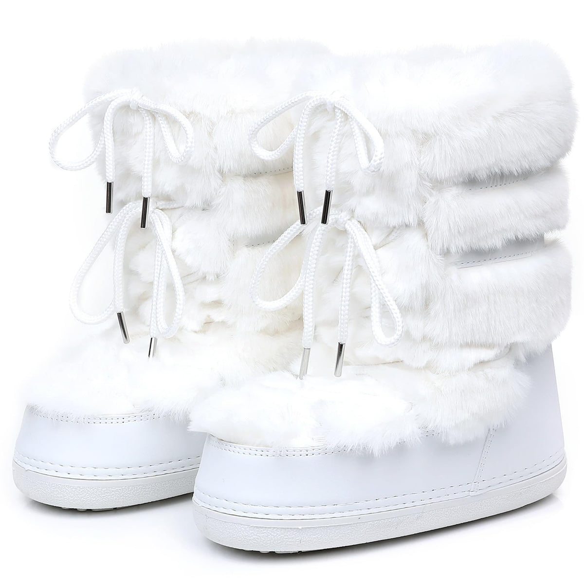 Furry Faux Fur Boots for Women Fuzzy Fluffy Winter Snow Boots Mid Claf