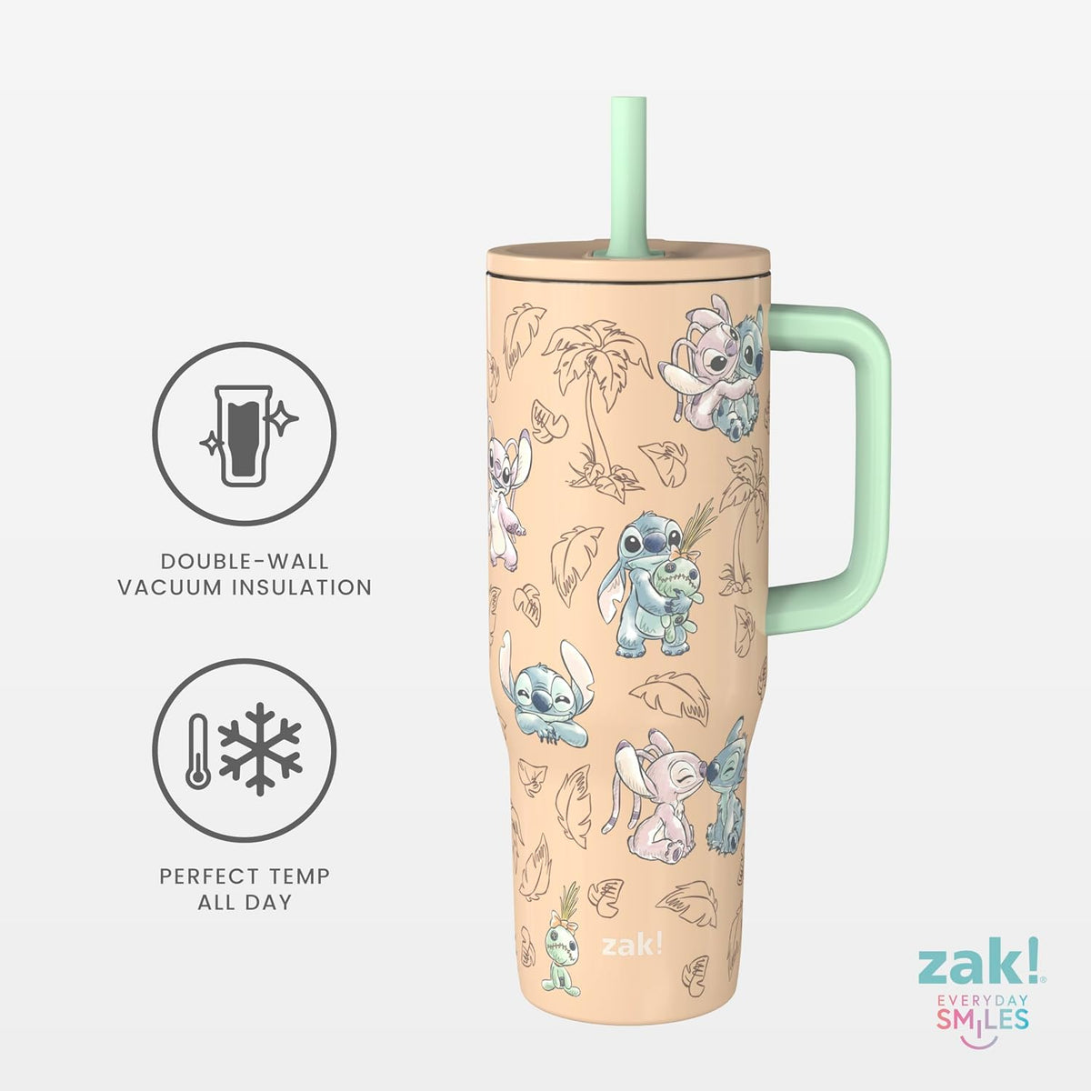 Zak Designs Stitch 30oz Spill-Proof Insulated Stainless Steel Tumbler