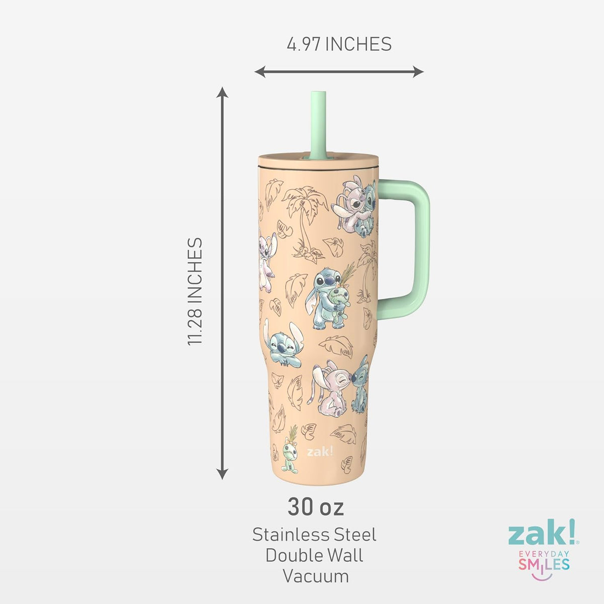 Zak Designs Stitch 30oz Spill-Proof Insulated Stainless Steel Tumbler