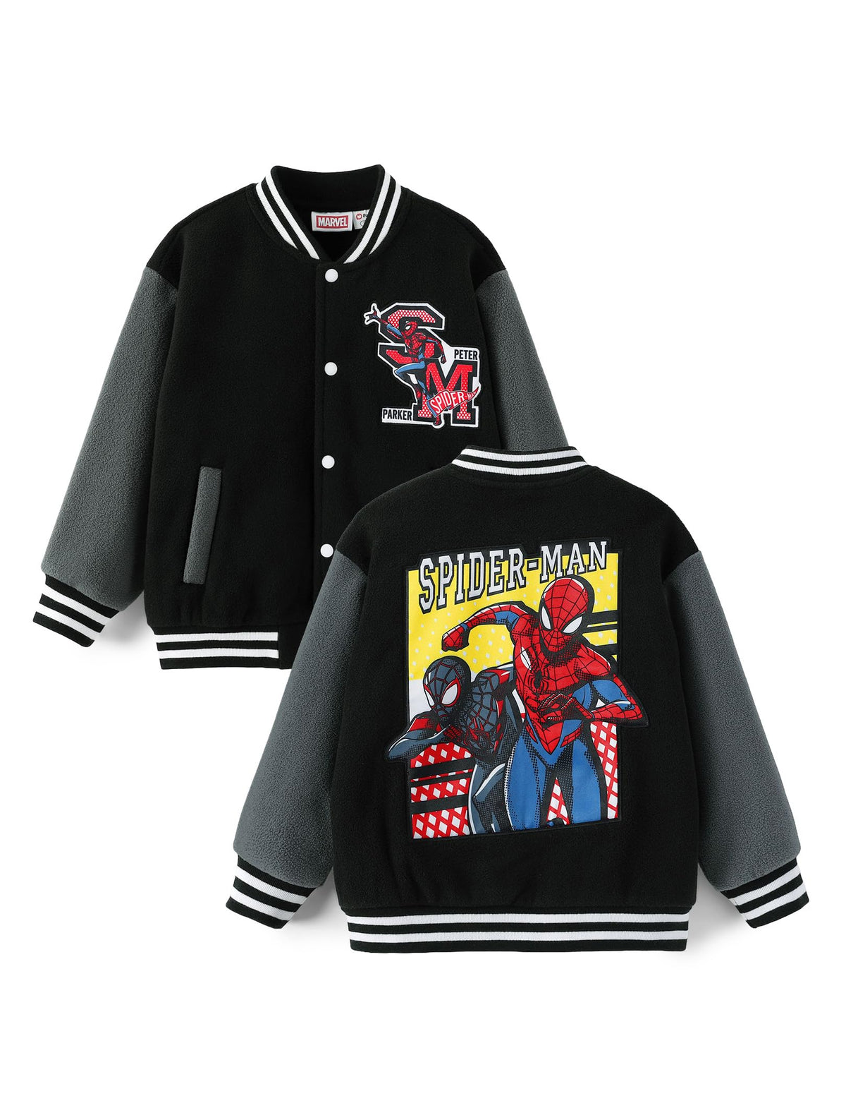 Disney Kids Fleece Bomber Jacket, Varsity Outerwear with Pockets, 2-10Y