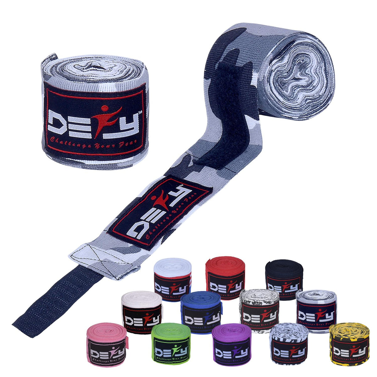 DEFY Professional 180 Inch Hand Wraps for Boxing Muay Thai MMA Elastic Bandages for Men & Women -Pair