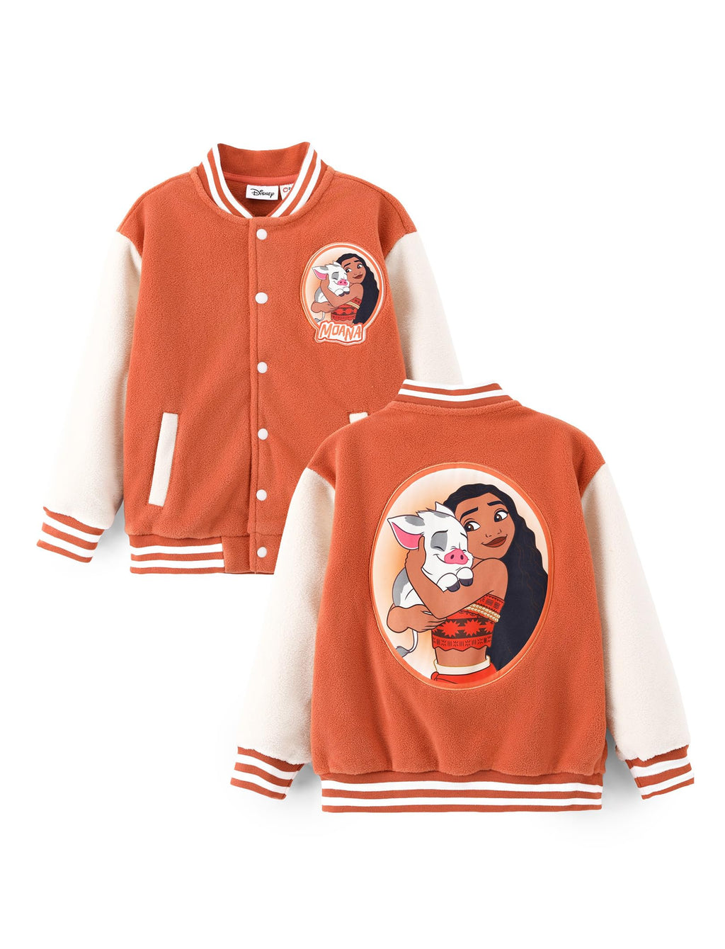 Disney Kids Fleece Bomber Jacket, Varsity Outerwear with Pockets, 2-10Y