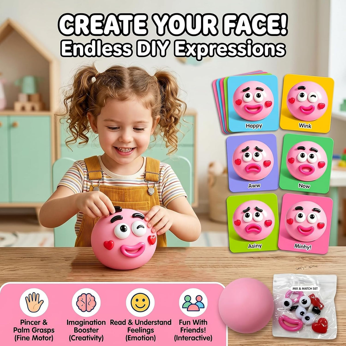 Smushers Squishy Curiosities - Ultra-Soft Slow Rising Stress Relief Toy for Adults, Cute Quirky Sensory Fidget Toy for Anxiety Relief, ADHD & Autism, Unique Office Desk Decor(Blue&Pink)