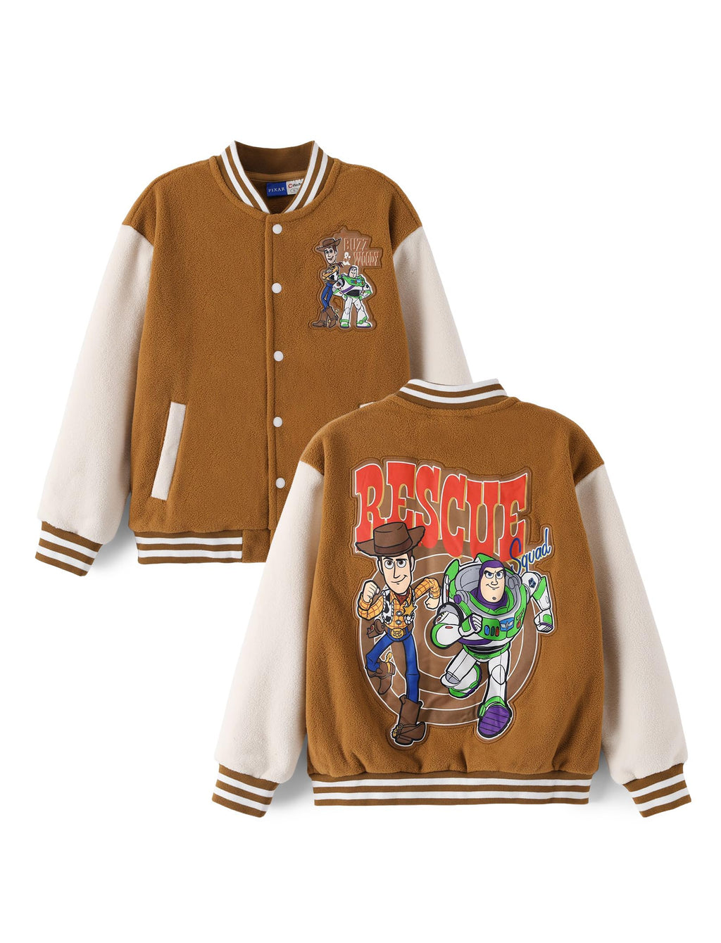 Disney Kids Fleece Bomber Jacket, Varsity Outerwear with Pockets, 2-10Y