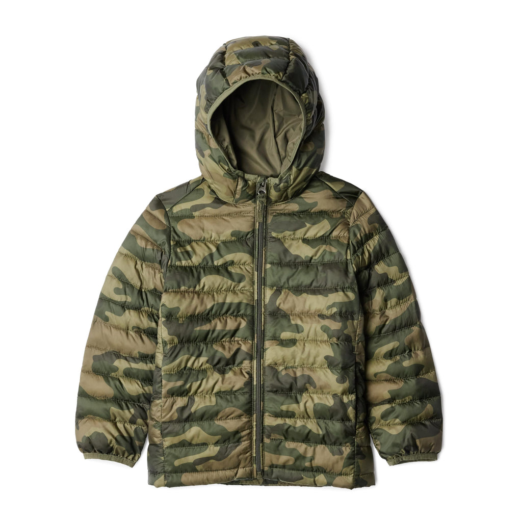Amazon Essentials Boys and Toddlers' Lightweight Water-Resistant Packable Hooded Insulated Puffer Jacket