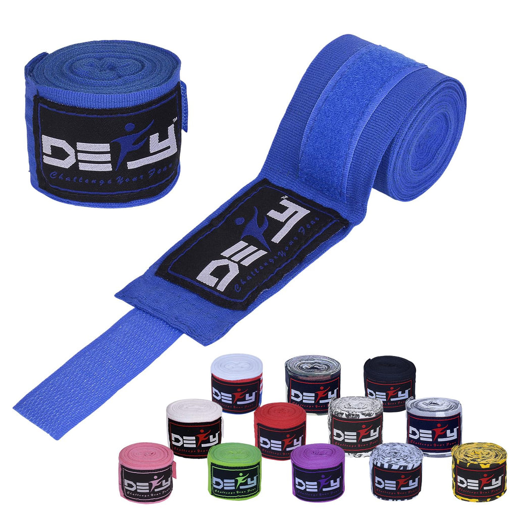 DEFY Professional 180 Inch Hand Wraps for Boxing Muay Thai MMA Elastic Bandages for Men & Women -Pair