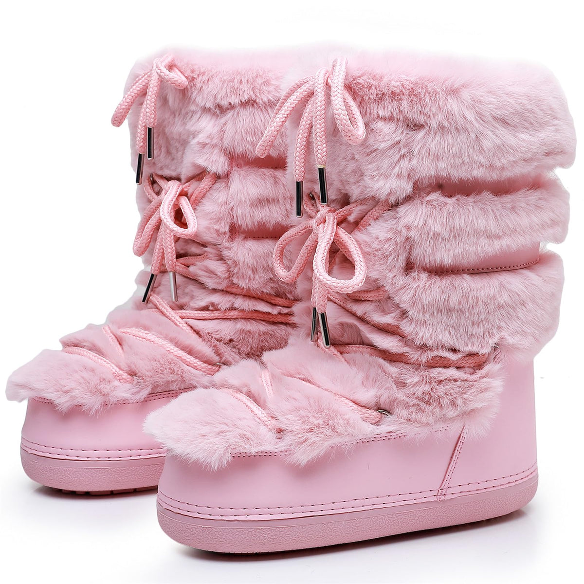 Furry Faux Fur Boots for Women Fuzzy Fluffy Winter Snow Boots Mid Claf