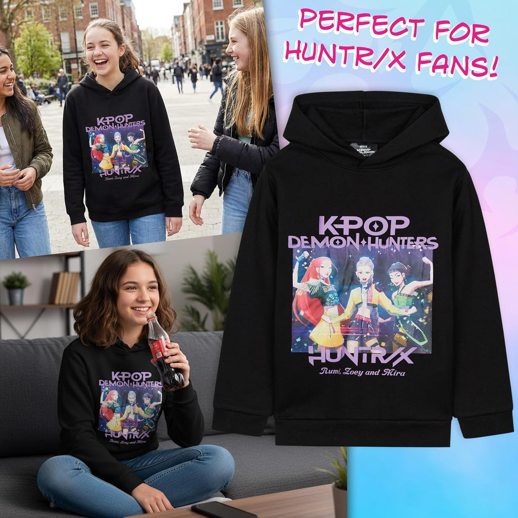 KPop Demon Hunters Hoodie for Girls Teens, Officially Licensed Warm Sweatshirt Pullover Cozy Hoodies Gifts for Girls