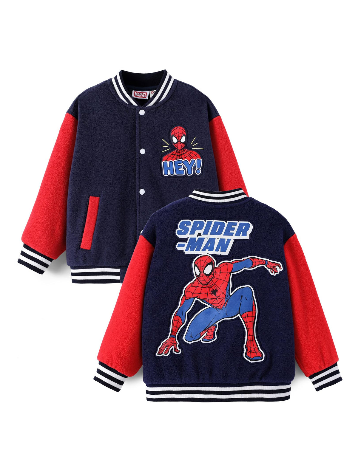 Disney Kids Fleece Bomber Jacket, Varsity Outerwear with Pockets, 2-10Y