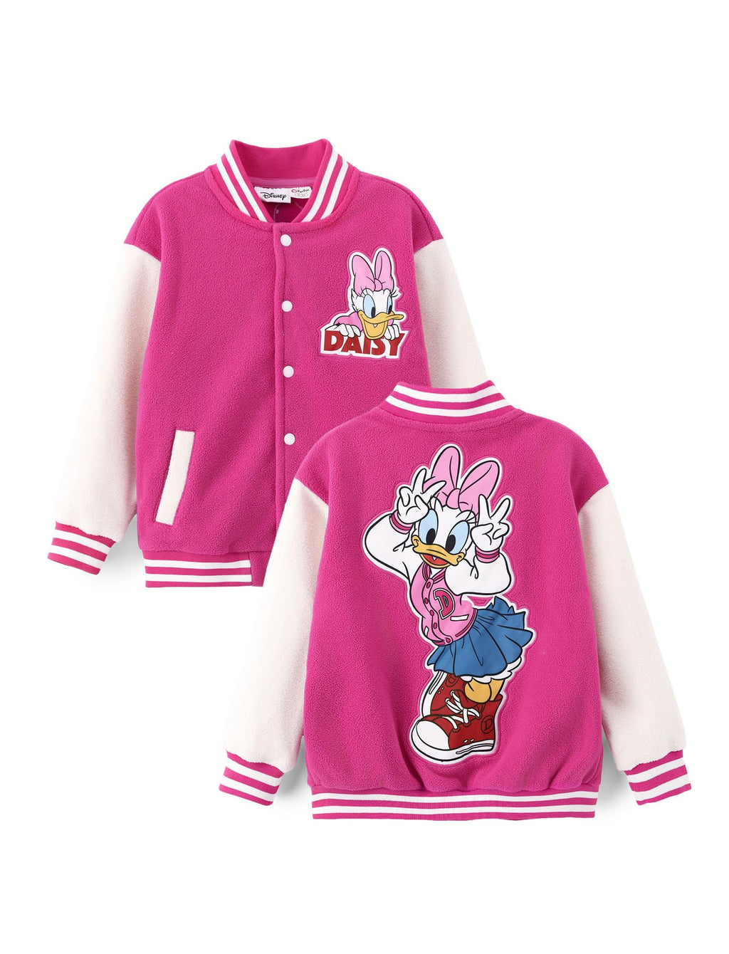 Disney Kids Fleece Bomber Jacket, Varsity Outerwear with Pockets, 2-10Y
