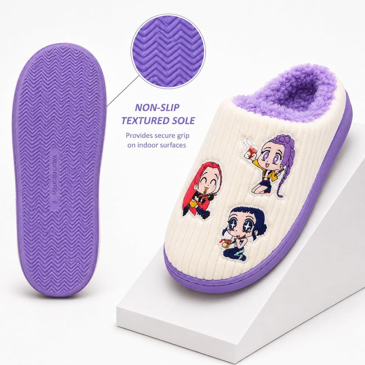 KPop Demon Hunters Girls Slippers - Kids House Slippers, Soft Cute Shoes for Girls & Teens with Huntrix - Official License