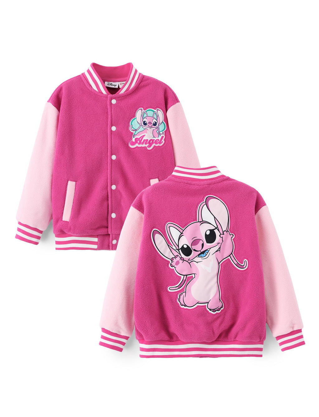Disney Kids Fleece Bomber Jacket, Varsity Outerwear with Pockets, 2-10Y
