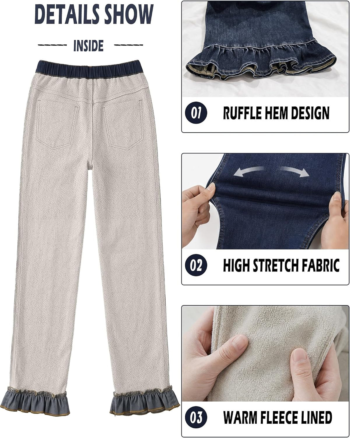 Fleece Lined Jeans for Women Straight Leg Winter Warm Denim Pants