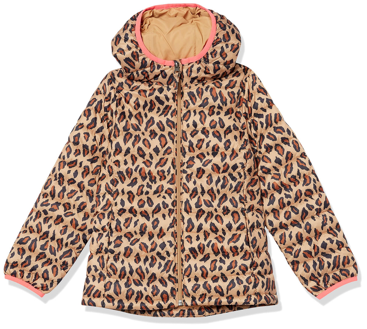 Amazon Essentials Girls and Toddlers' Lightweight Water-Resistant Packable Hooded Puffer Jacket