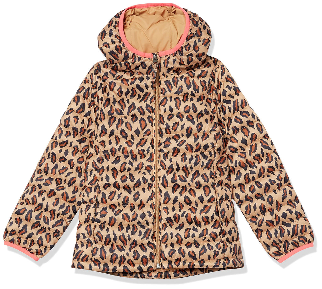 Amazon Essentials Girls and Toddlers' Lightweight Water-Resistant Packable Hooded Puffer Jacket