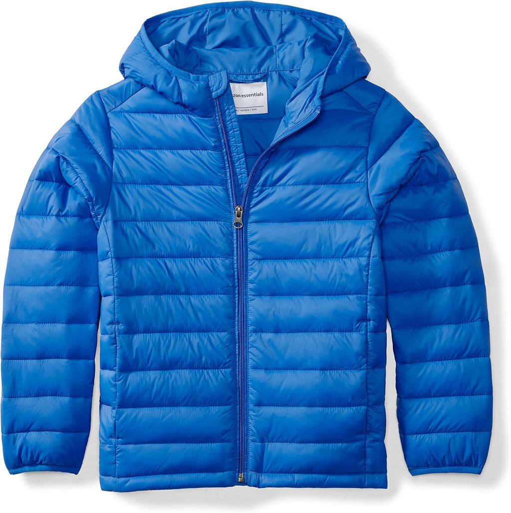 Amazon Essentials Boys and Toddlers' Lightweight Water-Resistant Packable Hooded Insulated Puffer Jacket